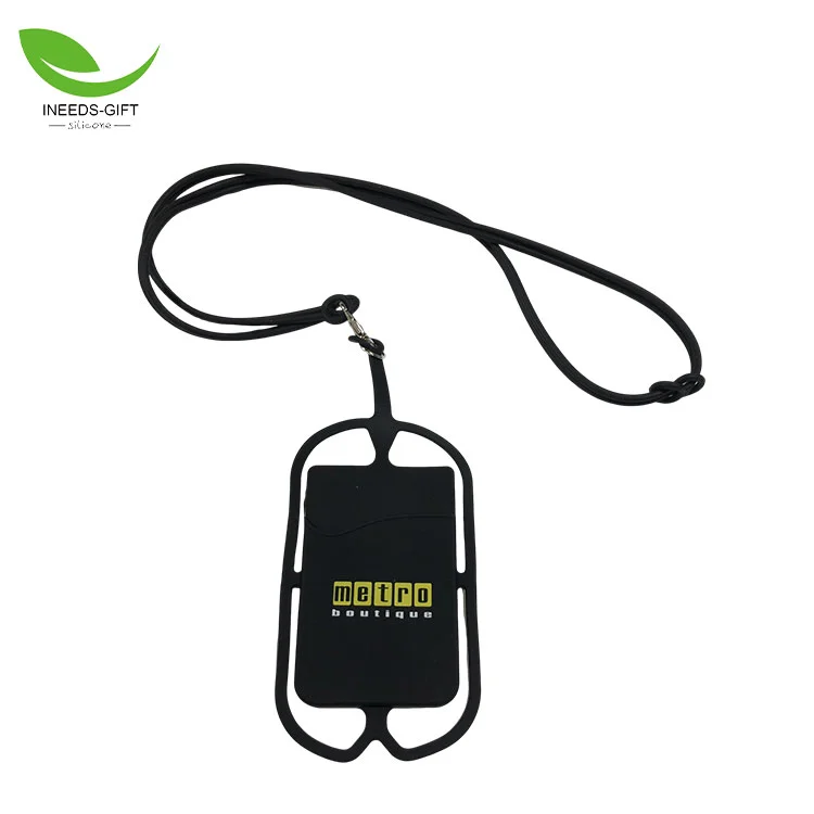 Tarjetero con cordón para teléfono de silicona